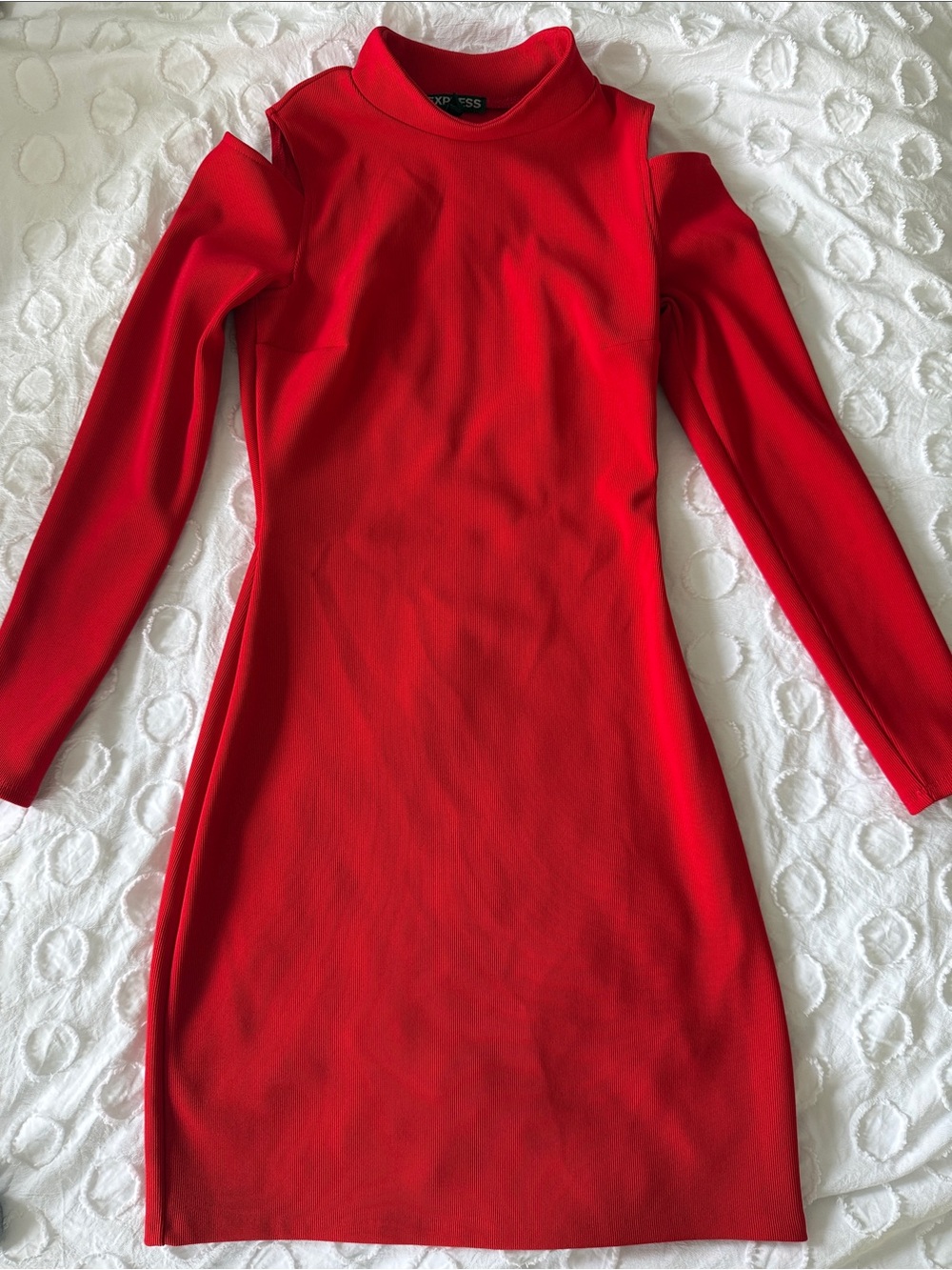 Express Red Long-Sleeve Cold-Shoulder Bodycon Dress